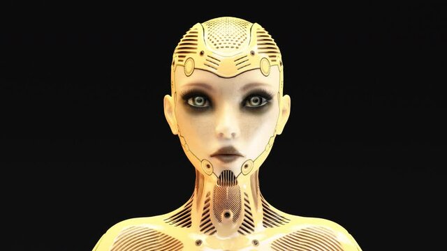 3D animation of a morphing cyborg face