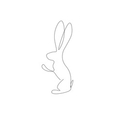 Bunny silhouette line drawing. Vector illustration
