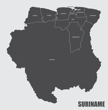 Suriname districts map