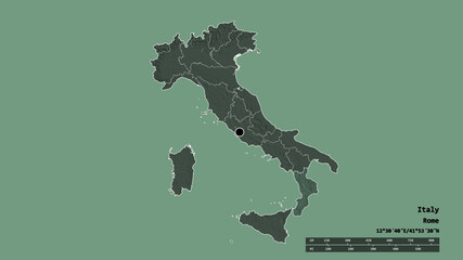 Location of Calabria, region of Italy,. Administrative