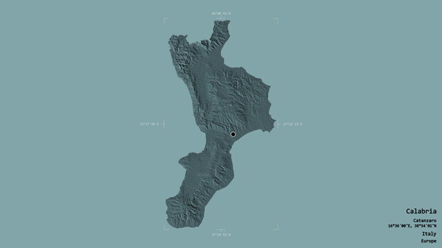 Calabria - Italy. Bounding box. Administrative