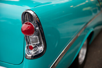 Close up of tail lights on classic American cars