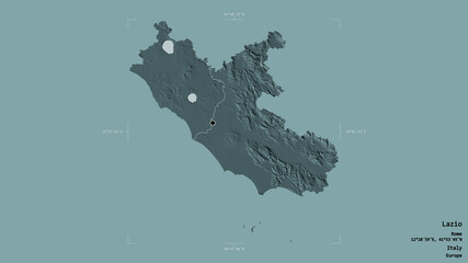 Lazio - Italy. Bounding box. Administrative