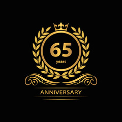65 years anniversary vector, style  for celebration, logo template