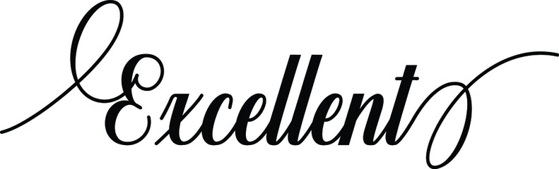 Excellent Script Cursive Calligraphy Typography Black text lettering Script Cursive and phrases isolated on the White background for titles and sayings