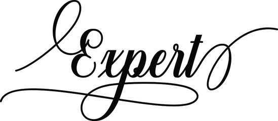 Expert Script Cursive Calligraphy Typography Black text lettering Script Cursive and phrases isolated on the White background for titles and sayings