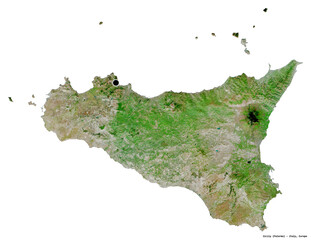 Sicily, autonomous region of Italy, on white. Satellite © Yarr65