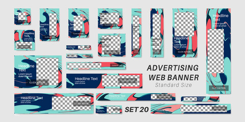 Set of web banners in standard sizes, vector design template