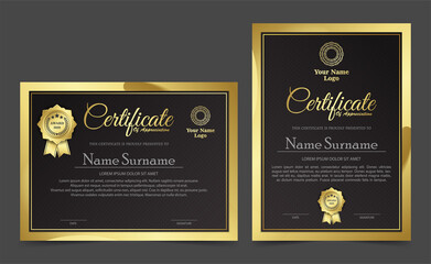 premium golden black certificate template design.