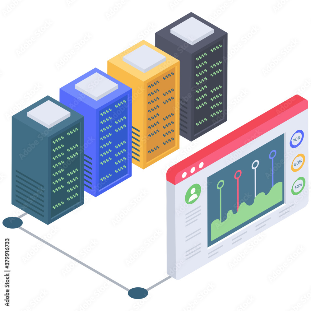 Wall mural data network icon isometric design