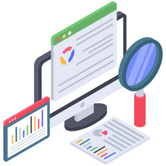 
Web analysis icon isometric design 
