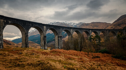 Fototapeta na wymiar The Glenfinnan Viaduct is a railway viaduct on the West Highland