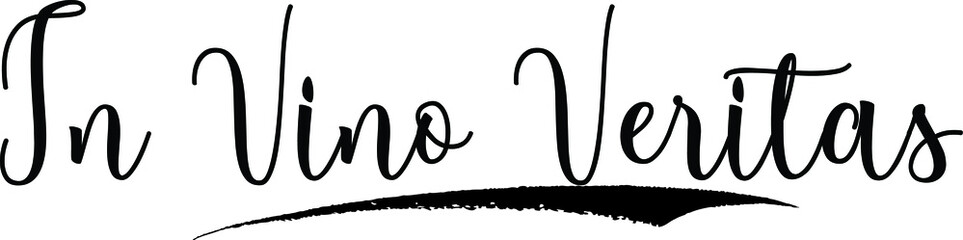 In Vino Veritas Calligraphy Handwritten Black Color Text On Yellow 
Background
