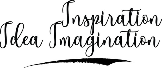  Inspiration Idea Imagination Calligraphy Handwritten Black Color Text On Yellow 
Background