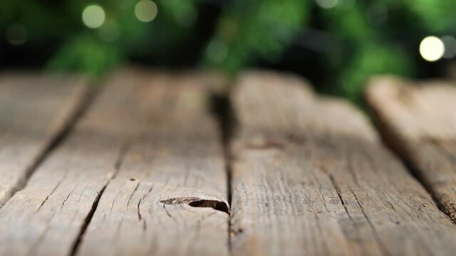 Wooden table background, Christmas tree background