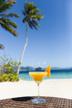 Cocktails on a table on a paradisiacal beach