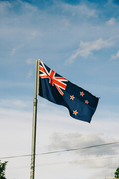 New Zealand flag in the wind.
