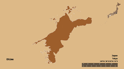 Ehime, prefecture of Japan, zoomed. Pattern