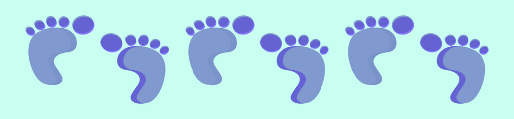 set of baby foot print cartoon icon design template with various models. vector illustration isolated on blue background