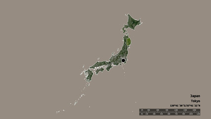 Location of Iwate, prefecture of Japan,. Satellite