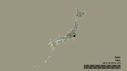 Location of Kagoshima, prefecture of Japan,. Relief