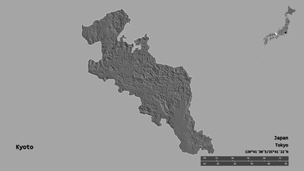 Obraz premium Kyoto, urban prefecture of Japan, zoomed. Bilevel