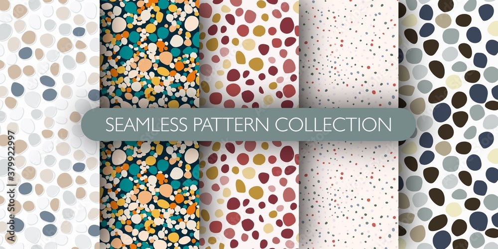 Canvas Prints Set of pebble seamless doodle patern. Abstract stones backdrop collection.