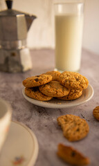 Cookies breakfast and milk coffee
