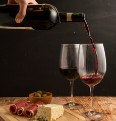 Wine with jam and cheese