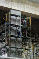  plasterer concrete worker at wall