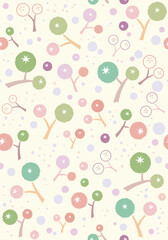 木の実のイラストの北欧風なシームレスパターン
イエローバック