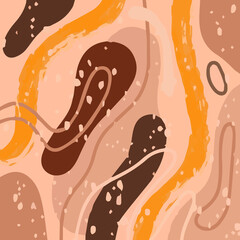  Fashionable pattern with organic abstract shapes, spots, circles, ovals, lines in pastel colors. Abstract pattern