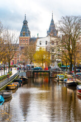 Naklejka premium Nice spots of Rijksmusuem from the bridge in the center of Amsterdam , Netherlands