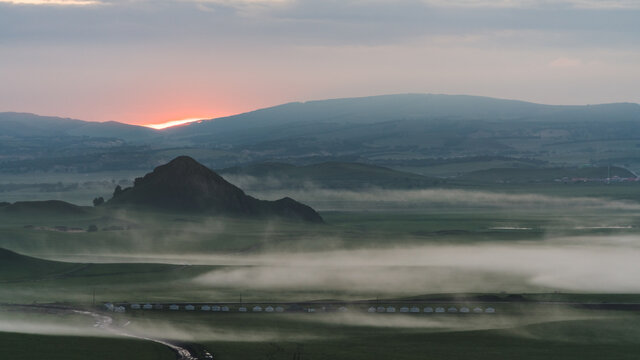 early morning of bashang grassland,beijing,china.