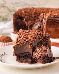 Chocolate Brownie, with creamy topping and chocolate sprinkles.