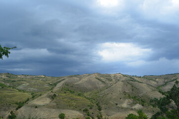 mountains, plain nature of Dagestan. Blue sky