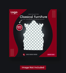 classic furniture social media banner Premium Vector Template