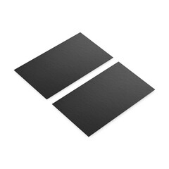 Black textured business card mockup template on isolated white background, 3d illustration