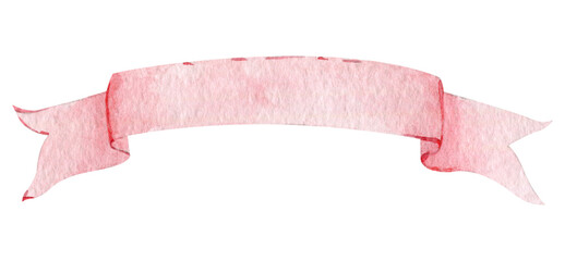 Watercolor ribbon banner and bow for your greeting and logo text