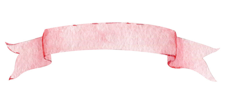 Watercolor Ribbon Banner And Bow For Your Greeting And Logo Text