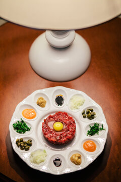 Stylish plate with raw foods