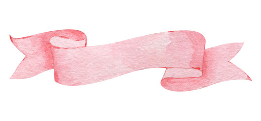 Watercolor ribbon banner and bow for your greeting and logo text