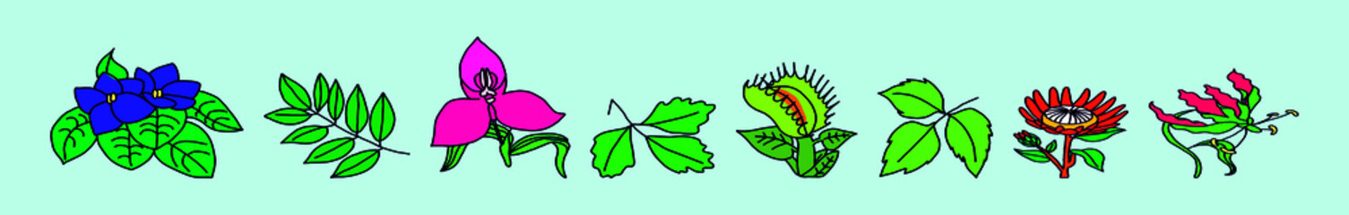 Obraz premium set of dionaea muscipula plants cartoon icon design template with various models. vector illustration isolated on blue background