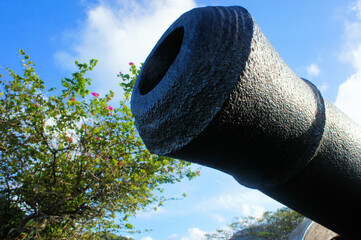 Old Spanish cannon in ancient fortress in the Philippines.