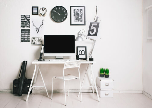 Modern creative workspace with computer. The office of a creative worker.