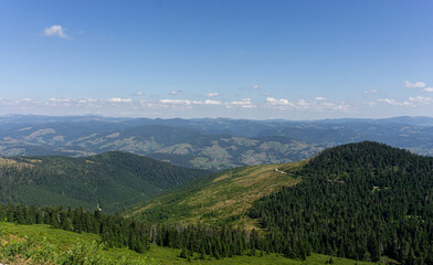Beautiful view over the Carpathian Mountains