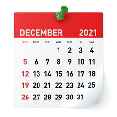 December 2021 - Calendar - obrazy, fototapety, plakaty
