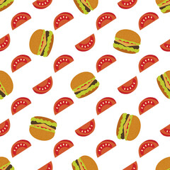 Vector Pattern Burger Takeaway Fast Food Lunch