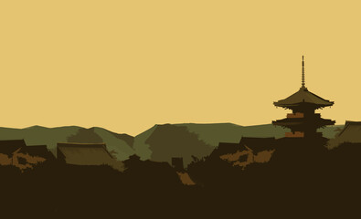 Fototapeta premium Kyoto-style background illustration of the ancient capital