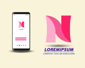 3 D Letter N Technology logo design vector. online shop. store symbol icon signs application mock up